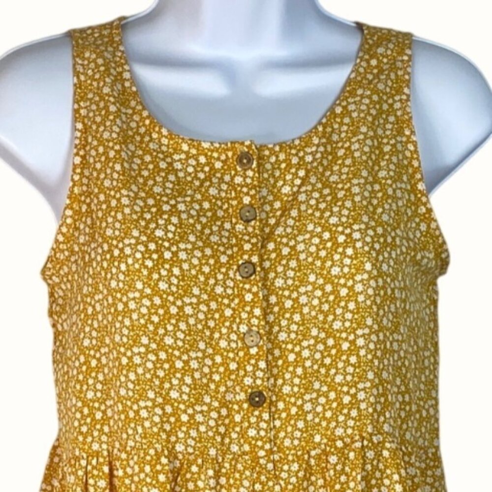 Hayden Girls Mustard Yellow Floral Print Tiered Mini Dress Size XL 13/14 NWT - Picture 3 of 9
